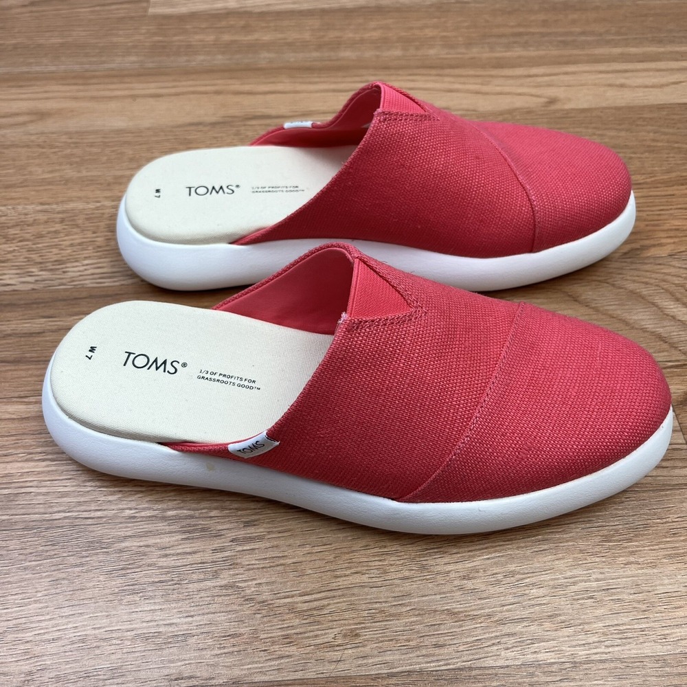 TOMS Alpargata Mallow‎ Mule Slip on Canvas Shoes Women's Size 7 Raspberry NEW